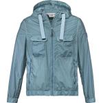 Cyanblaue Wasserdichte Winddichte Mini Kurzjacken & Cropped-Jackets mit Reißverschluss aus Polyamid mit Kapuze für Damen Größe XL 