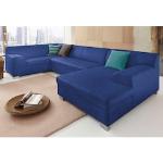 Reduzierte Blaue Domo Polstermöbel Wohnlandschaften mit Bettfunktion lackiert aus Leder Breite 300-350cm, Höhe 50-100cm, Tiefe 150-200cm 