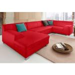 Reduzierte Rote Domo Polstermöbel Wohnlandschaften mit Bettfunktion lackiert aus Leder Breite 300-350cm, Höhe 50-100cm, Tiefe 150-200cm 