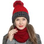 Reduzierte Dunkelrote DonDon Schlauchschals & Loop-Schals aus Wolle für Damen Einheitsgröße für den für den Winter 
