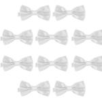 Weiße Unifarbene DonDon Herrenfliegen aus Polyester 10-teilig 