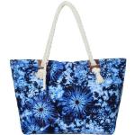 Blaue Motiv Hippie DonDon Strandtaschen & Badetaschen mit Reißverschluss aus Kunstfaser für Damen Klein 