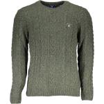 Dunkelgrüne Melierte Gant Herrensweatshirts aus Wolle Größe XXL 