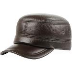 Braune Army-Caps aus Leder für Herren Größe XXL für den für den Winter 