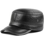 Schwarze Army-Caps aus Leder für Herren Größe XXL für den für den Winter 