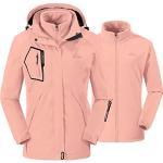Pinke Wasserdichte Winddichte Atmungsaktive 3-in-1 Jacken mit Reißverschluss aus Softshell für Damen Größe L für den für den Winter 