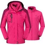 Rote Wasserdichte Winddichte Atmungsaktive 3-in-1 Jacken mit Reißverschluss aus Fleece für Damen Größe L für den für den Winter 