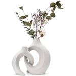 Reduzierte Weiße Moderne Runde Bodenvasen & Vasen für Pampasgras mit Donut-Motiv matt aus Keramik 