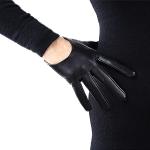 Schwarze Sexy Touchscreen-Handschuhe aus Lammleder für Damen Einheitsgröße für Partys 