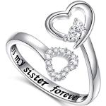 Silberne Ringe mit Herz mit Herz-Motiv aus Silber mit Zirkonia handgemacht für Damen zur Hochzeit 