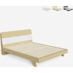 Beige Moderne Rechteckige Kingsize Betten aus Massivholz 160x200 