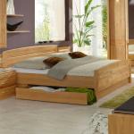 Hellbraune Franco Möbel Betten mit Bettkasten lackiert aus Massivholz mit Stauraum 200x190 