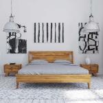 Braune Retro Basilicana Rechteckige Französische Doppelbetten geölt aus Massivholz 180x210 