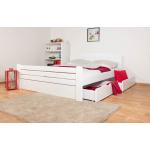 Weiße Moderne Betten mit Matratze lackiert aus Massivholz mit Schublade 180x200 