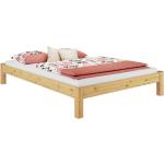 Hellbraune Erst-Holz Betten mit Matratze lackiert aus Massivholz 140x200 mit Härtegrad 2 