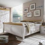 Weiße Life Meubles Rechteckige Betten mit Bettkasten gebeizt aus Massivholz mit Stauraum 180x200 