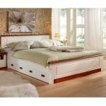 Weiße Massivio Rechteckige Betten Landhausstil lackiert aus Massivholz 160x200 Breite 150-200cm, Höhe 50-100cm, Tiefe 200-250cm 