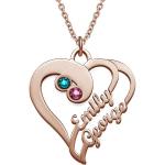 Rosa Herzketten aus Silber personalisiert für Damen 