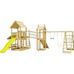 Doppelschaukel Spielhaus mit Stelzen Jungle Gym 652 x 464 cm Holz gelb