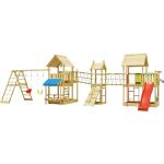 Doppelschaukel Spielhaus mit Stelzen Jungle Gym 954 x 342 cm Holz rot
