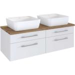 Weiße Moderne Star Möbel Waschbeckenunterschränke & Badunterschränke aus Eiche mit Schublade Breite 100-150cm, Höhe 50-100cm, Tiefe 0-50cm 