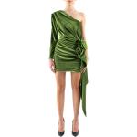Reduzierte Grüne Langärmelige Samtkleider mit Reißverschluss aus Samt für Damen Größe M für Partys 