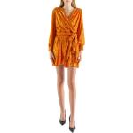 Reduzierte Orange Elegante Langärmelige Mini V-Ausschnitt Langarmkleider ohne Verschluss für Damen Größe XL für Partys 