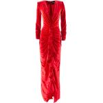 Reduzierte Rote Elegante Langärmelige V-Ausschnitt Langarmkleider mit Reißverschluss für Damen Größe M 