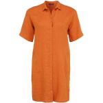 Orange Unifarbene Casual Doris Streich Sommerkleider mit Knopf aus Leinen für Damen 