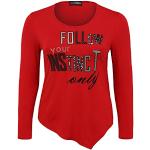 Rote Langärmelige Doris Streich T-Shirts mit Glitzer für Damen Größe L Große Größen 