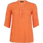 Orange 3/4-ärmelige Gestreifte Casual Doris Streich V-Ausschnitt V-Shirts aus Viskose für Damen Größe XXL Große Größen - versandkostenfrei 
