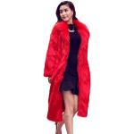 Rote Maxi Winterjacken aus Pelz für Damen Größe 6 XL für den für den Winter 