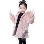 Rosa Kinderkapuzenmäntel aus Fell für Mädchen Größe 134 für den für den Winter 