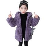 Violette Kinderkapuzenmäntel aus Fell für Mädchen Größe 146 für den für den Winter 