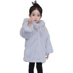 Graue Kinderkapuzenmäntel aus Fell für Mädchen Größe 140 für den für den Winter 