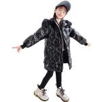 Schwarze Gesteppte Winddichte Kinderwinterjacken Handwäsche für Mädchen Größe 170 für den für den Winter 