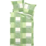 Grüne Karo Dormisette Biberbettwäsche mit Reißverschluss aus Baumwolle 135x200 