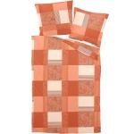 Orange Dormisette Feinbiber Bettwäsche mit Reißverschluss aus Baumwolle 155x220 