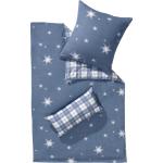 Blaue Sterne Dormisette Feinbiber Bettwäsche mit Reißverschluss aus Baumwolle 155x220 