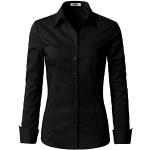 DOUBLJU Damen Basic Slim Fit y Baumwolle Button-Down-Shirts mit Übergröße, Cwtdsl01_black, Mittel