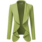 Doublju Klassischer drapierter Blazer mit offener Vorderseite für Damen mit Übergröße - Grün - X-Large
