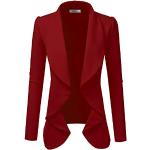 Doublju Klassischer drapierter Blazer mit offener Vorderseite für Damen mit Übergröße - Rot - X-Large