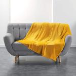 Gelbe Unifarbene Douceur d'Intérieur Decken aus Flanell maschinenwaschbar 180x220 