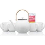 Weiße Bodum Teekannen mit Tasse aus Porzellan 