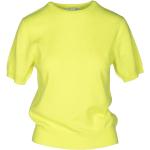 Reduzierte Gelbe Kurzärmelige Kaschmir-Pullover aus Wolle für Damen Größe S 