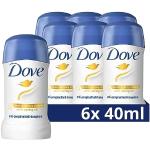 Dove Antitranspirant Deo Stick Original mit 1/4 Pflegecreme Deodorant schützt 48h vor Körpergeruch und Achselnässe 6x 40 ml
