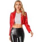 Rote Lack-Optik Gothic Mini Kurzjacken & Cropped-Jackets aus Lackleder Cropped für Damen Größe L für Partys 