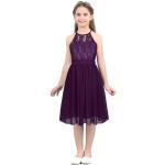 Violette Elegante Kinderfestkleider mit Reißverschluss aus Chiffon Handwäsche für Mädchen Größe 176 