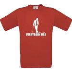 Dr House Everybody Lies Kult T-Shirt S-XXL, Rot, X