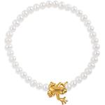 Goldene Elegante Drachenfels Design Froschkönig Perlenarmbänder mit Tiermotiv aus Silber mit Echte Perle für Damen 